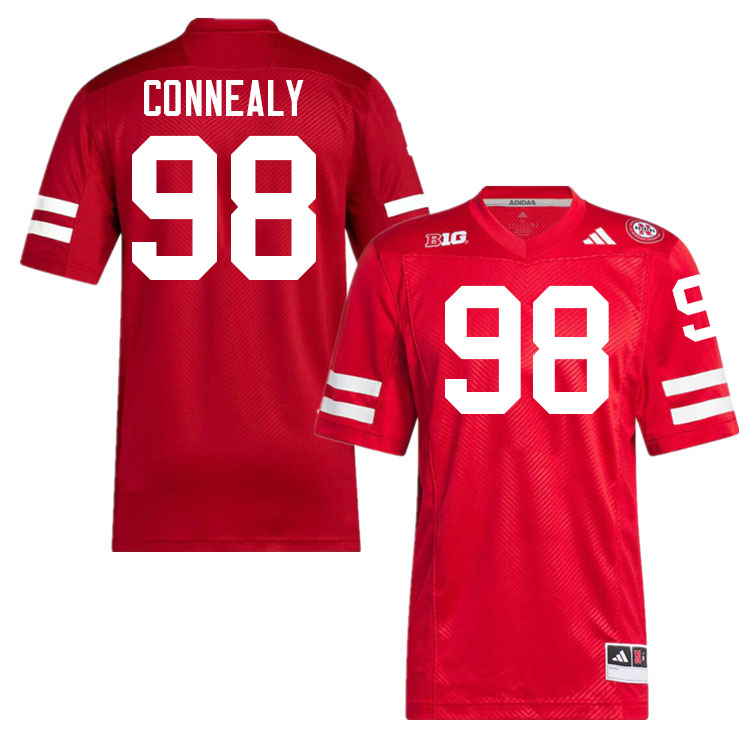 Men #98 Conor Connealy Nebraska Cornhuskers College Football Jerseys Stitched Sale-Scarlet